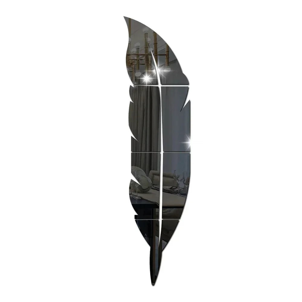 3D Dancing Feathers Mirror Wall Stickers – Acrylic Modern DIY Home Decoration