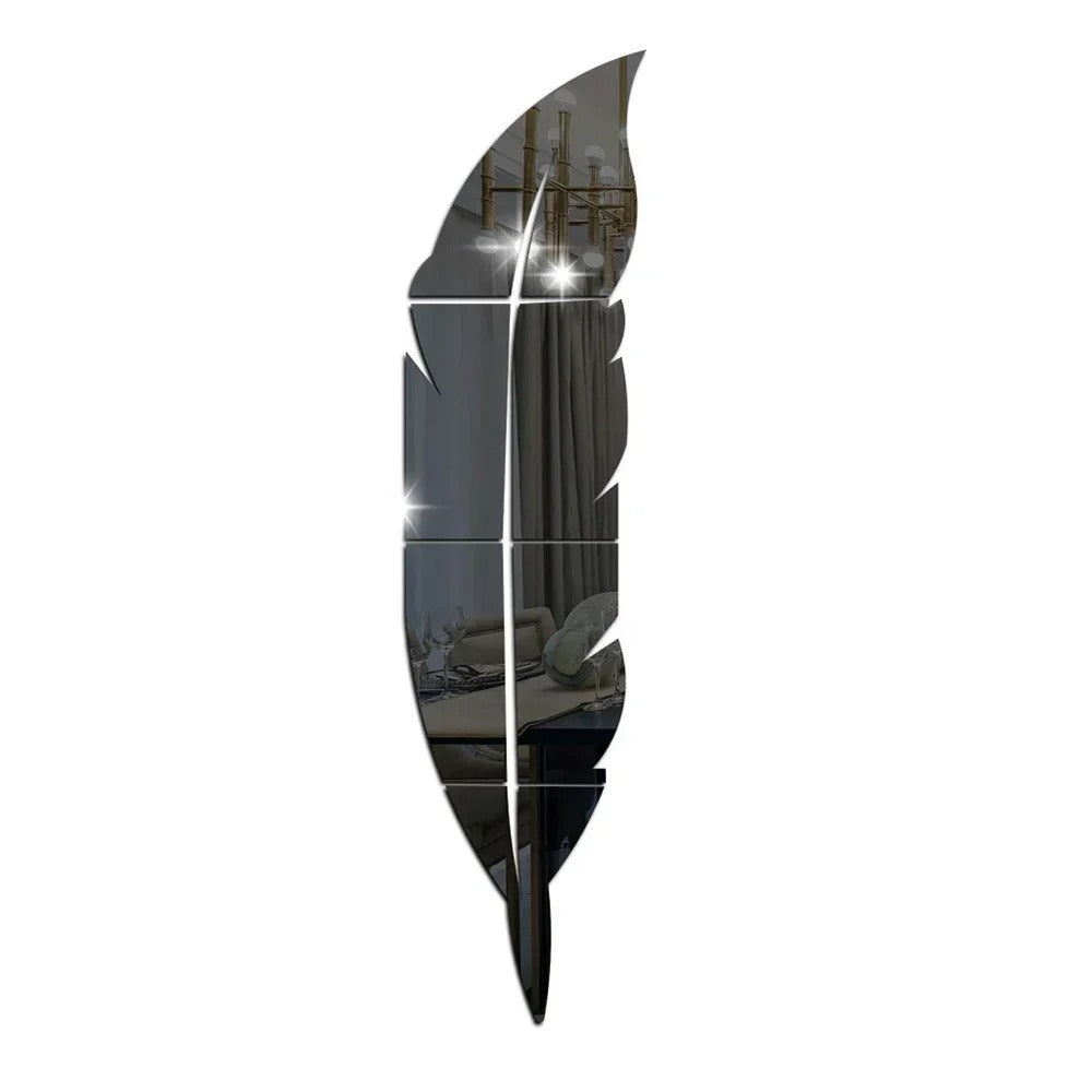 3D Dancing Feathers Mirror Wall Stickers – Acrylic Modern DIY Home Decoration