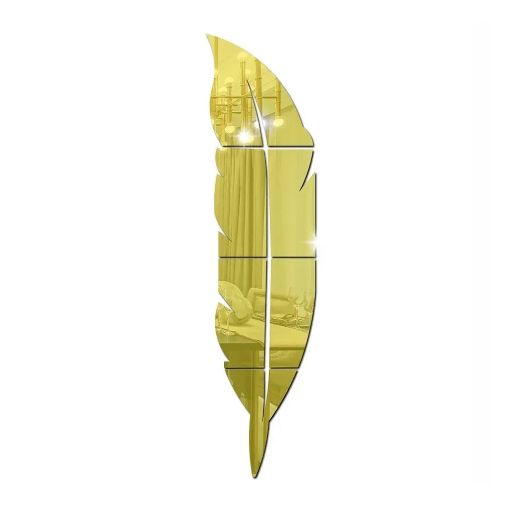 3D Dancing Feathers Mirror Wall Stickers – Acrylic Modern DIY Home Decoration