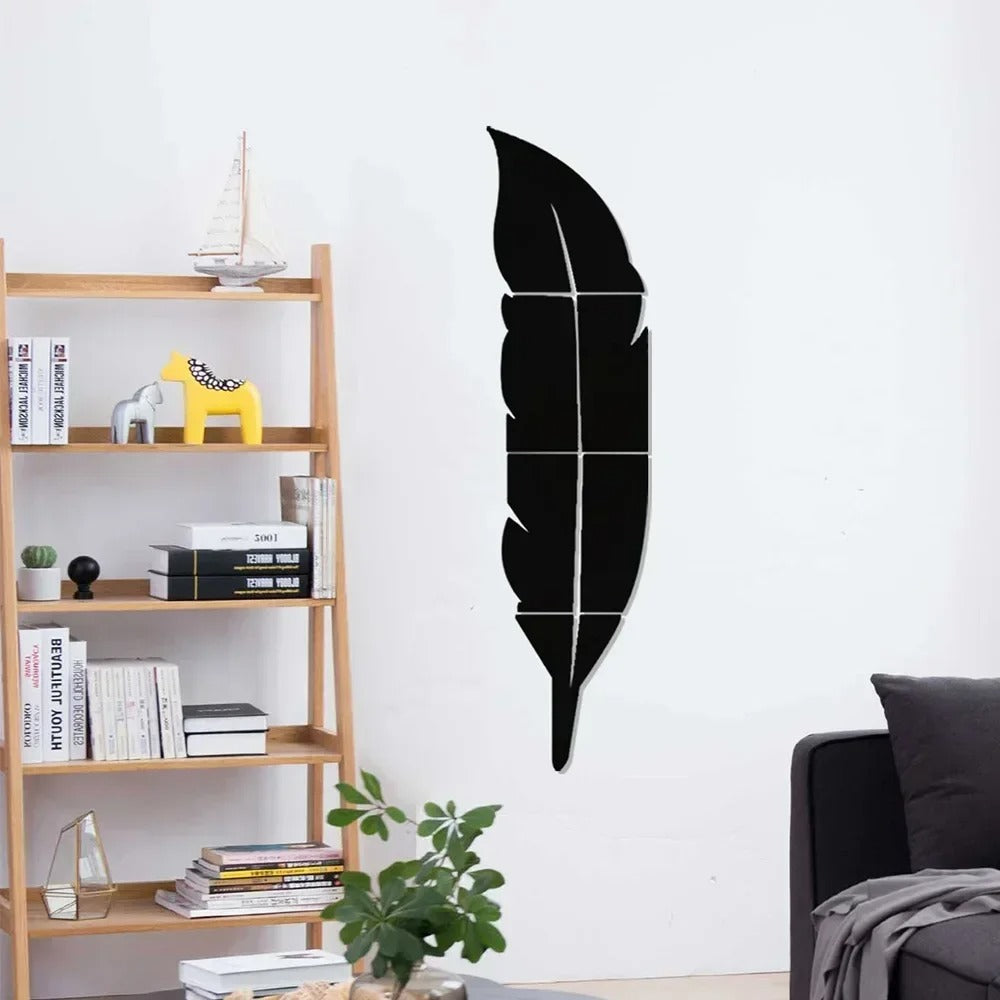 3D Dancing Feathers Mirror Wall Stickers – Acrylic Modern DIY Home Decoration