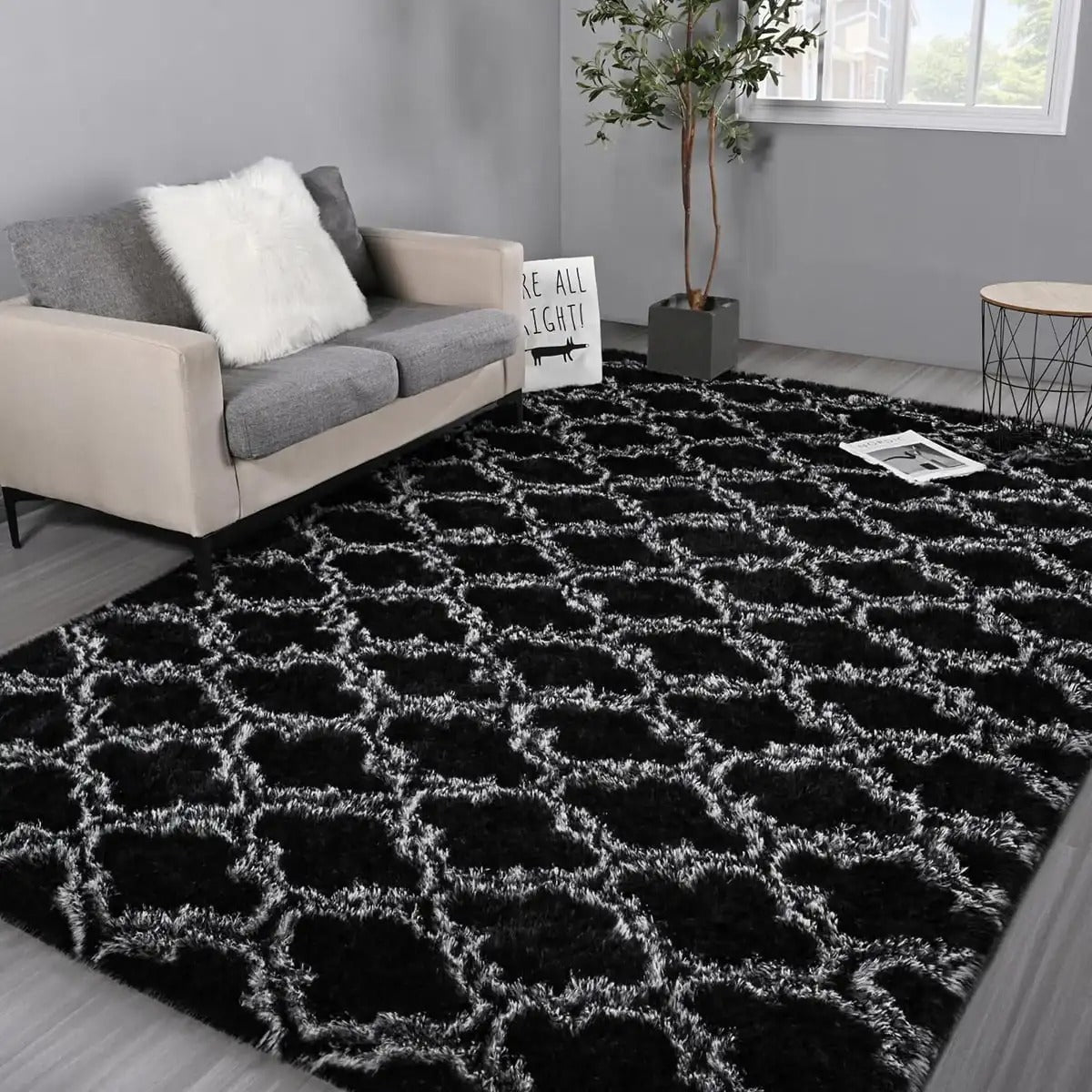 160*230cm Fluffy Rugs Large Shaggy Rug Living Room Bedroom Anti-Slip Soft Carpet Floor Mat